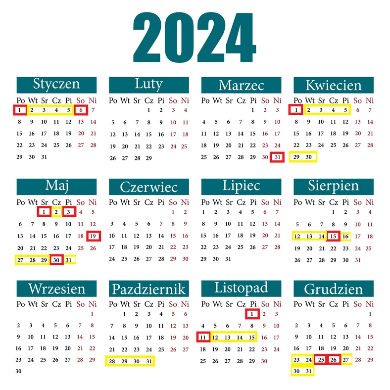 Календар: Офіційні вихідні дні в Польщі на 2024 рік